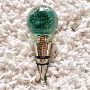 Pretty Green Swirl Murano Art Glass Collection Wine Bottle Stopper